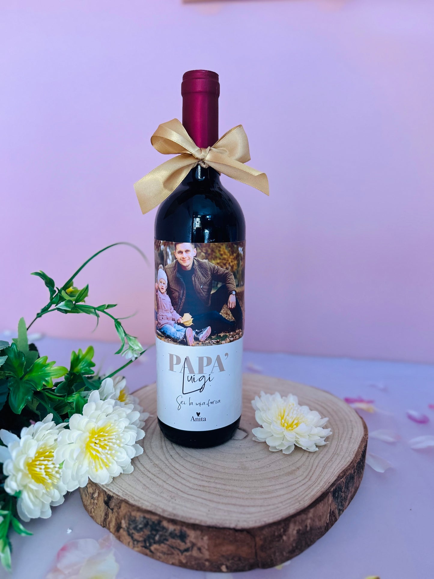 BOTTIGLIA DI VINO CON FOTO PER IL PAPA'