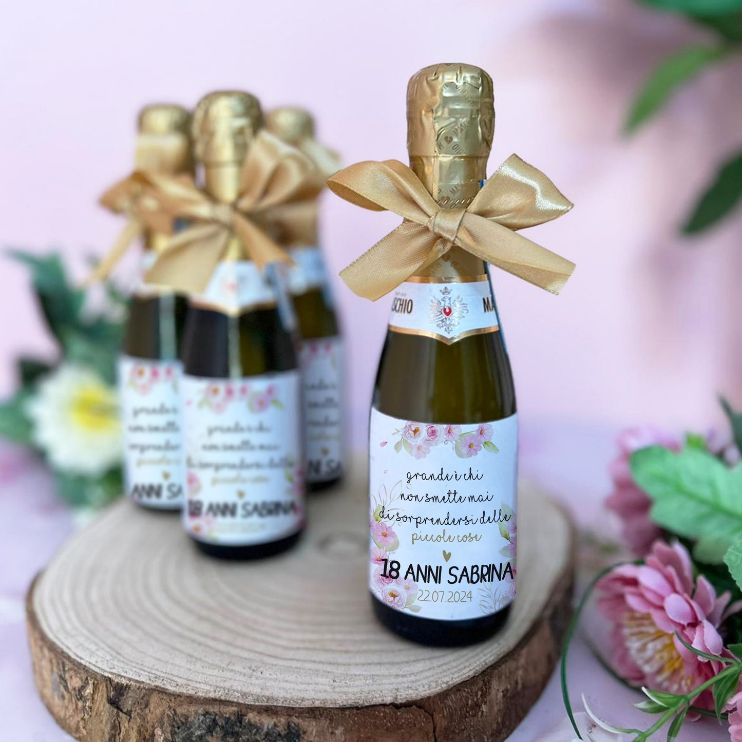 MINI BOTTIGLIETTE DI PROSECCO PERSONALIZZATE- 18 ANNI - SET 10 PEZZI