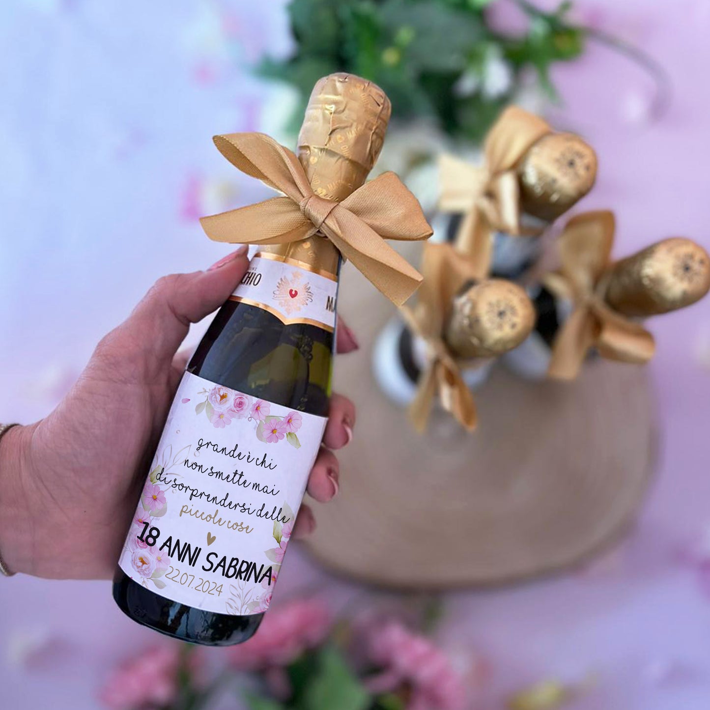 MINI BOTTIGLIETTE DI PROSECCO PERSONALIZZATE- 18 ANNI - SET 10 PEZZI
