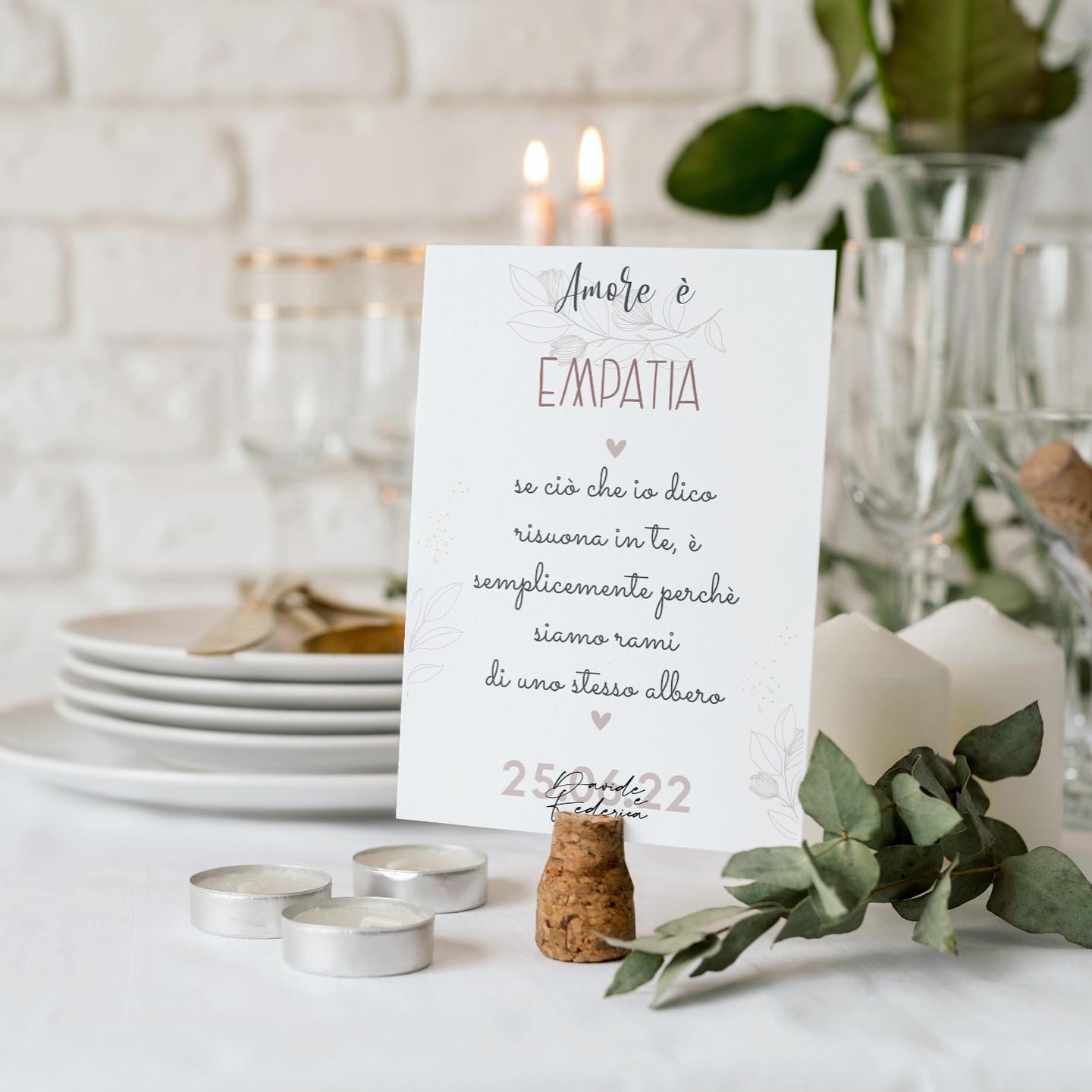 CARTONCINI SEGNATAVOLO CON FRASE - SET 5 PEZZI