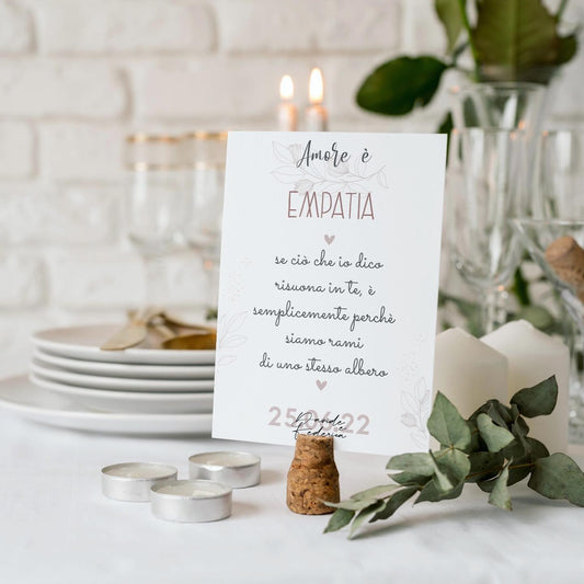 CARTONCINI SEGNATAVOLO CON FRASE - SET 5 PEZZI