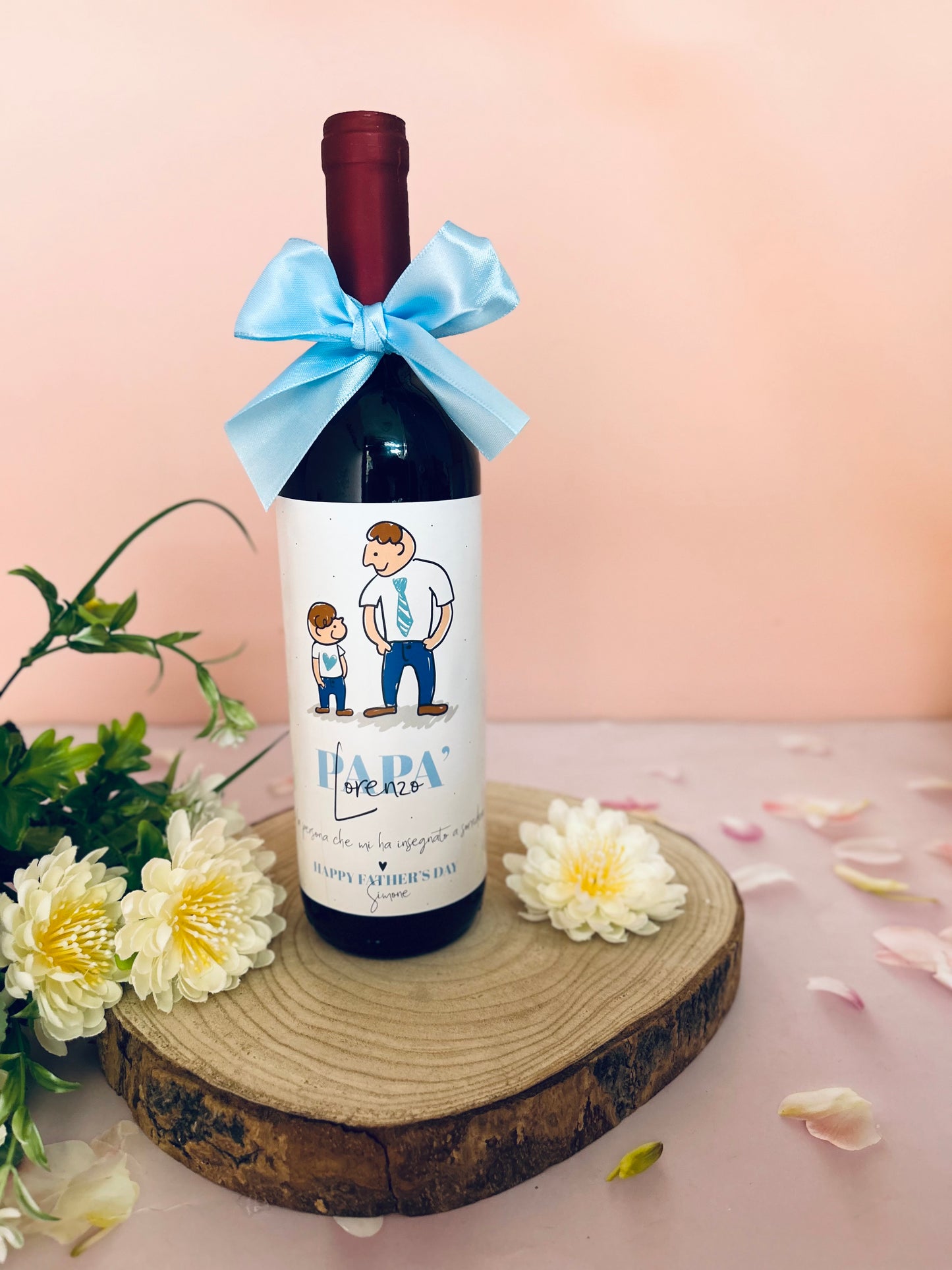 BOTTIGLIA DI VINO CON ILLUSTRAZIONE PAPA'