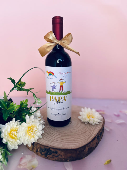 BOTTIGLIA DI VINO CON DISEGNO