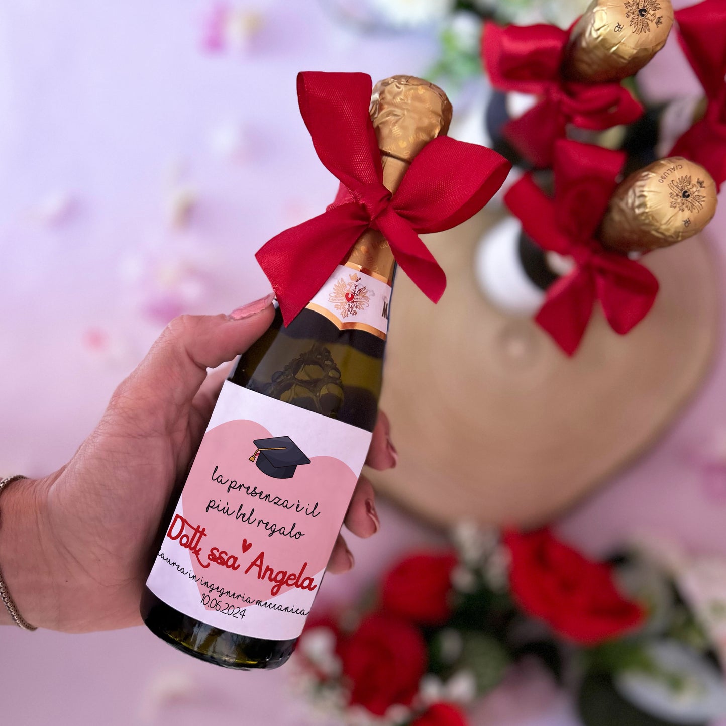 MINI BOTTIGLIETTE DI PROSECCO PERSONALIZZATE- LAUREA - SET 10 PEZZI