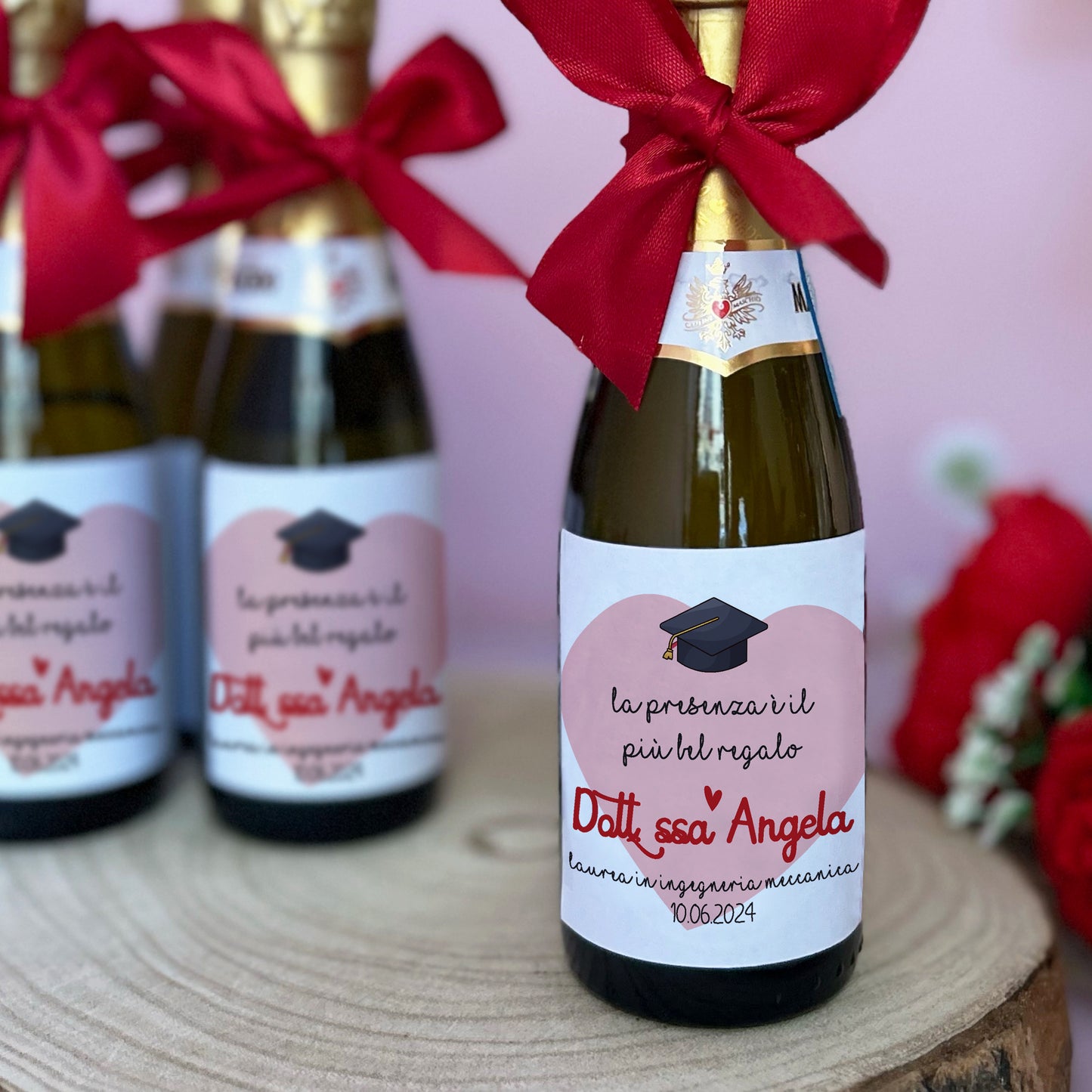 MINI BOTTIGLIETTE DI PROSECCO PERSONALIZZATE- LAUREA - SET 10 PEZZI