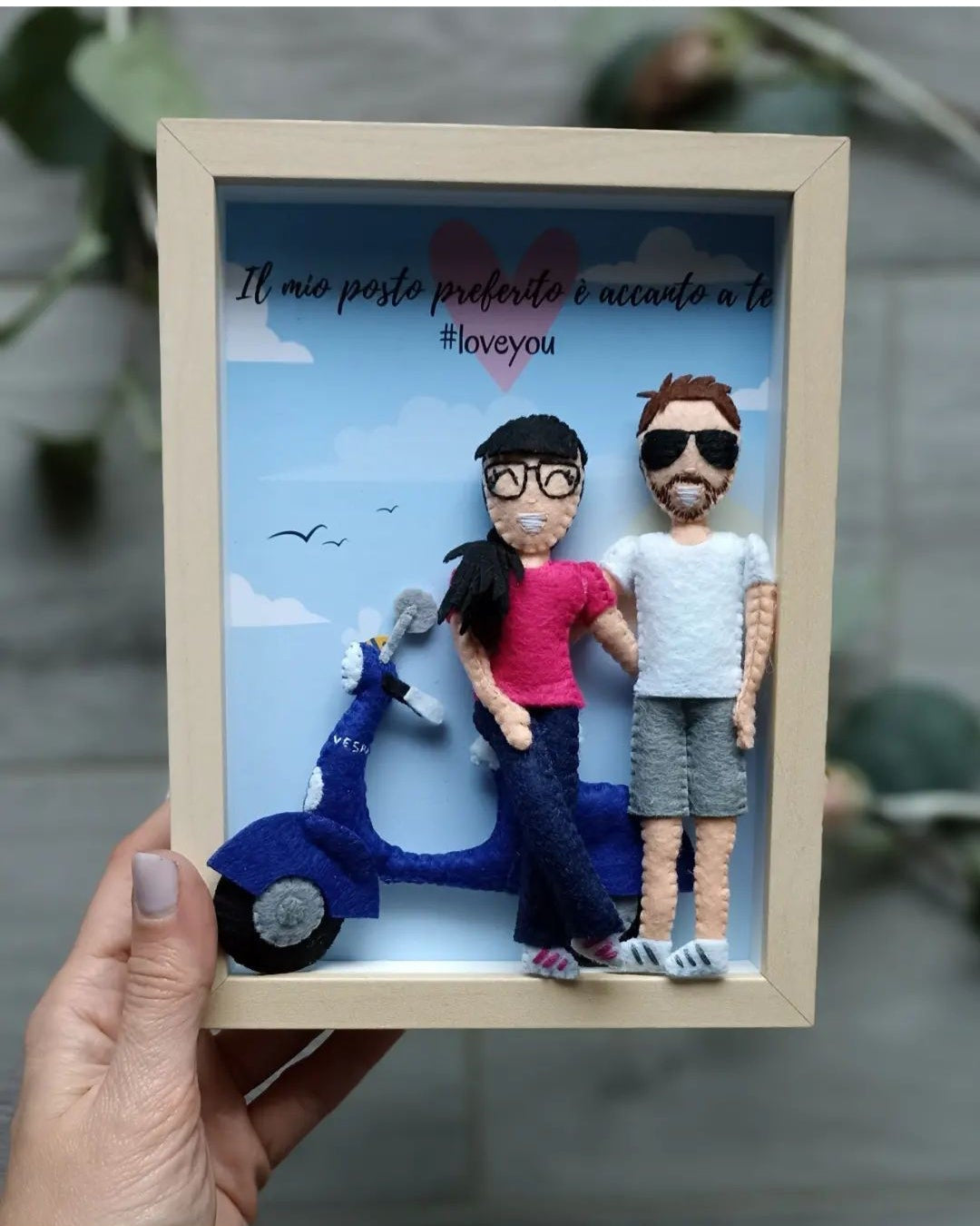 QUADRETTO DI COPPIA IN FELTRO