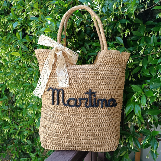 BORSA MARE IN PAGLIA CON NOME