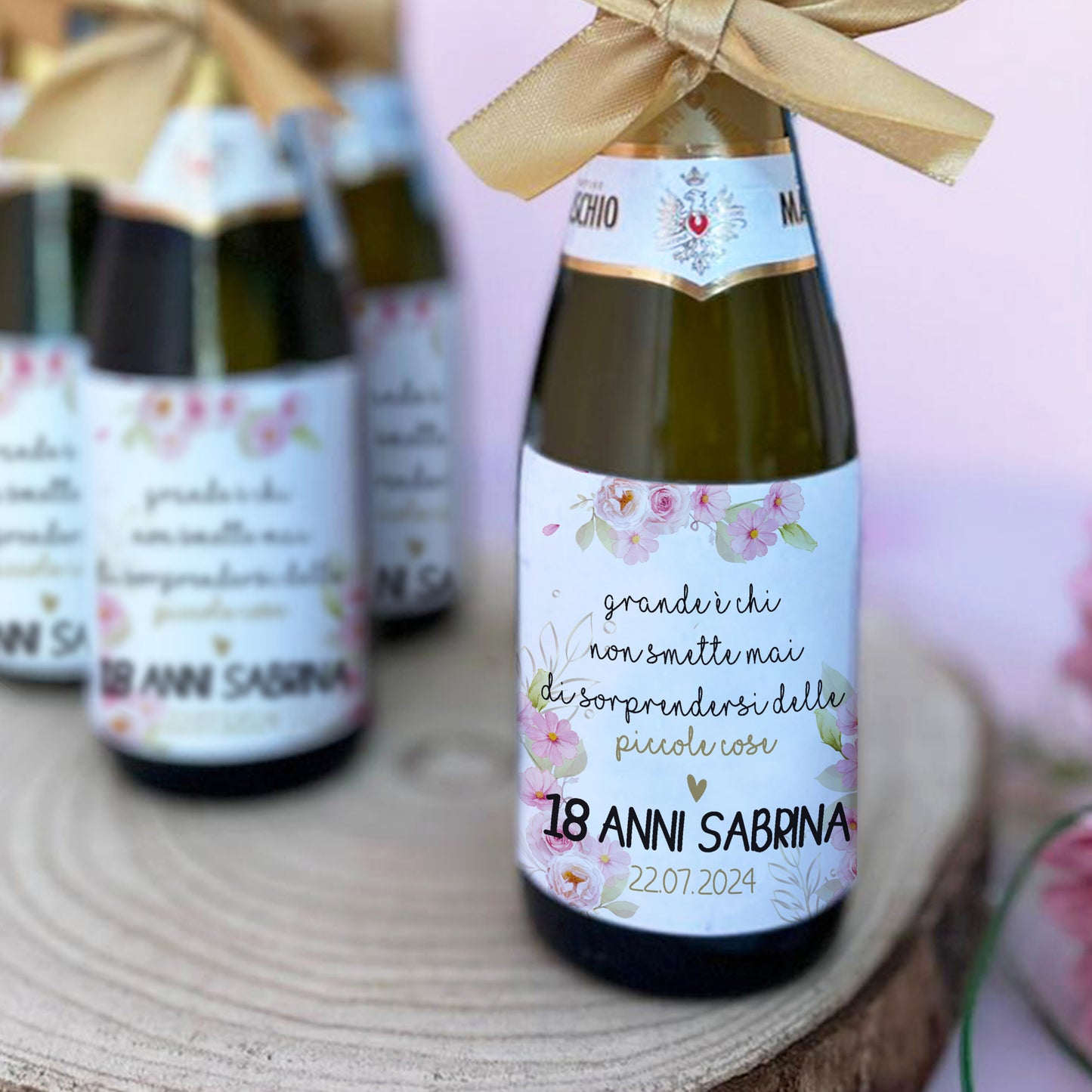 SET 10 MINI BOTTIGLIETTE DI PROSECCO PERSONALIZZATE- 18 ANNI