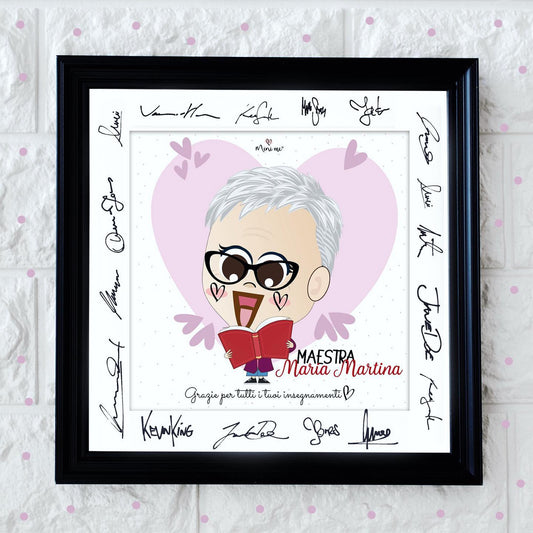 QUADRETTO MINI ME CON CORNICE QUADRATA- IDEA REGALO MAESTRA