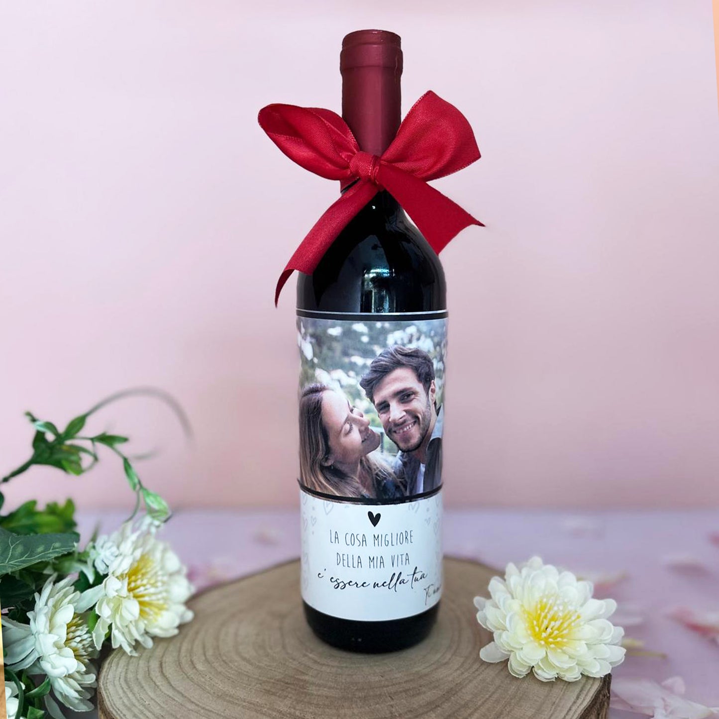 BOTTIGLIA DI VINO CON FOTO E FRASE