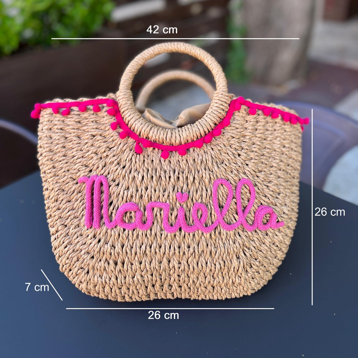 BORSA IN PAGLIA CON NOME E PON PON