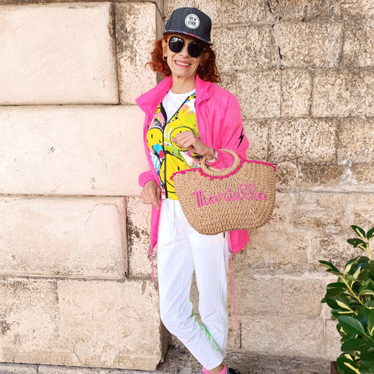 BORSA IN PAGLIA CON NOME E PON PON